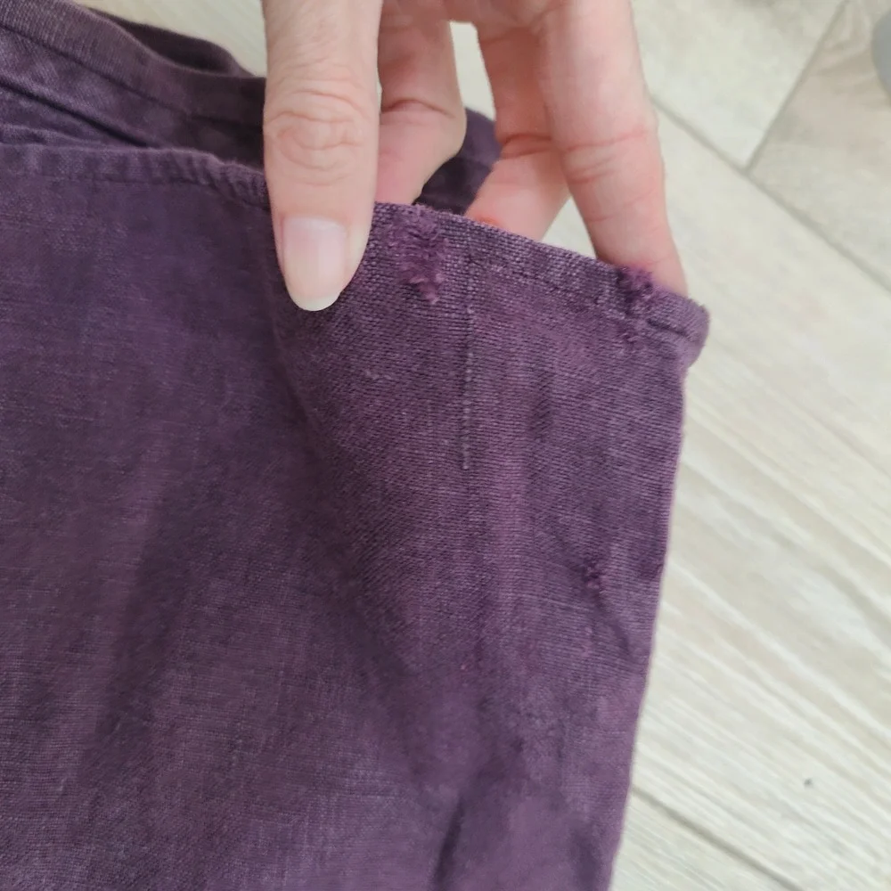 Vintage 90s Banana Republic Womens Pants 2 Purple 100% Linen Wide Leg Lagenlook